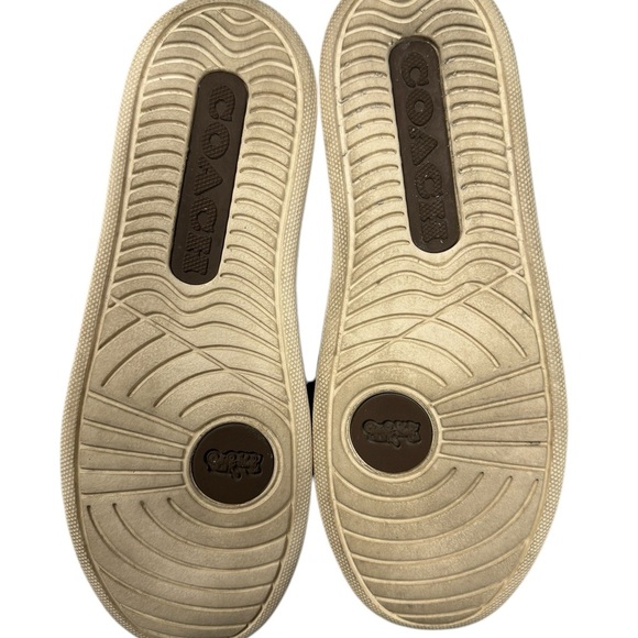 EUC Coach Signature Clip High Top sneakers Brown Sz 6.5 leather trim RARE - Picture 3 of 4